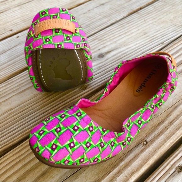 Thandos Akonmi Canvas Ballet Flats Shoes Sz 8W Fuchsia Green - Picture 1 of 7